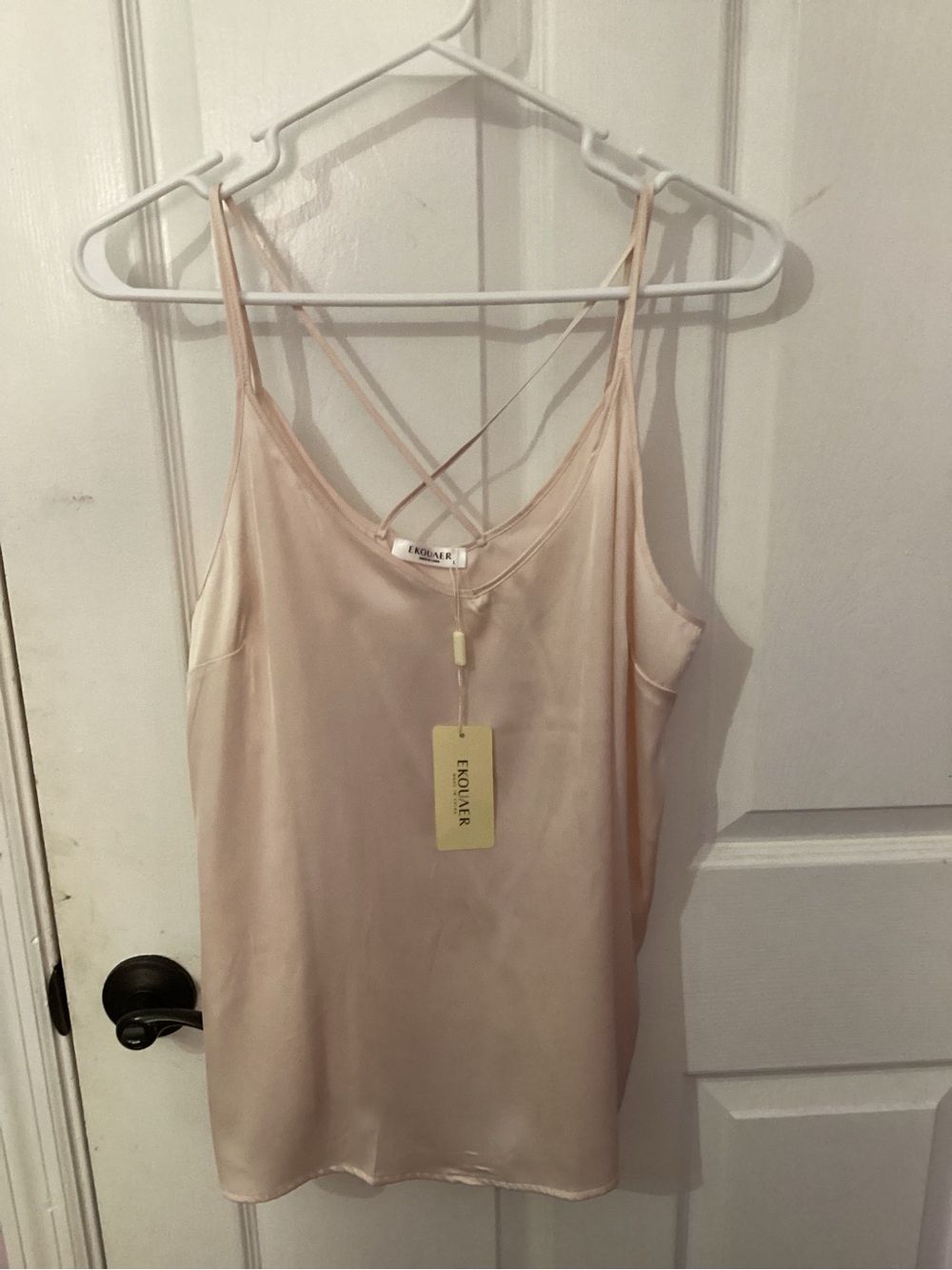 Eloquii Pale Blush Satin V-Neck Strappy Cami